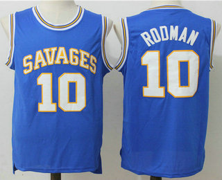 Men's Oklahoma Savages #10 Dennis Rodman Blue Basketball Nike Swingman Jersey