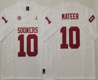 Men's Oklahoma Sooners #10 John Mateer White FUSE College Football Jersey