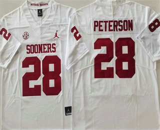 Men's Oklahoma Sooners #28 Adrian Peterson White College Stitched Jersey