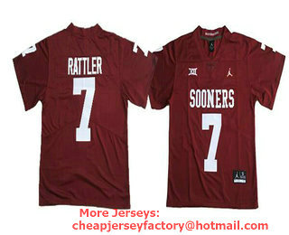 Men's Oklahoma Sooners #7 Spencer Rattler Red 2017 Vapor Untouchable Limited Stitched Brand Jordan NCAA Jersey