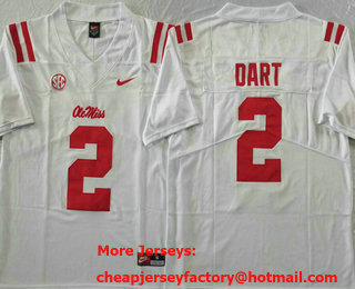 Men's Ole Miss Rebels #2 Jaxson Dart White Vapor Stitched College Football Jersey