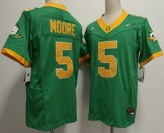 Men's Oregon Ducks #5 Dakorien Moore Green FUSE College Football Jersey