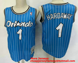 Men's Orlando Magic #1 Penny Hardaway Blue Hardwood Classics Soul Swingman Throwback Jersey