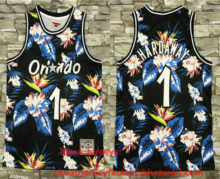 Men's Orlando Magic #1 Penny Hardaway Ness Floral Fashion Hardwood Classics Soul Swingman Throwback Jersey