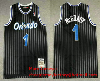 Men's Orlando Magic #1 Tracy McGrady 2003-04 Black Hardwood Classics Soul Swingman Throwback Jersey