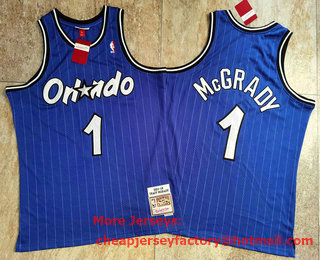 Men's Orlando Magic #1 Tracy McGrady 2003-04 Blue Hardwood Classics Soul AU Throwback Jersey