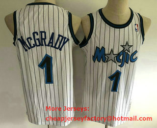 Men's Orlando Magic #1 Tracy McGrady 2003-04 White Hardwood Classics Soul Swingman Throwback Jersey