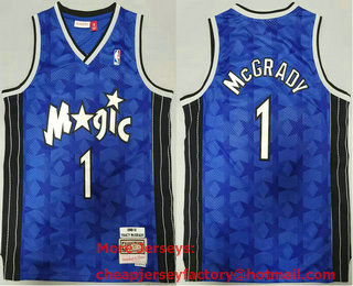 Men's Orlando Magic #1 Tracy McGrady Blue 2000-01 Hardwood Classics Soul Swingman Throwback Jersey