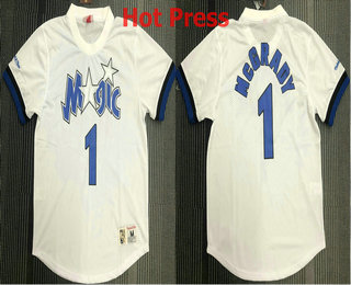 Men's Orlando Magic #1 Tracy McGrady White Short Sleeved Hot Press Swingman Throwback Jersey