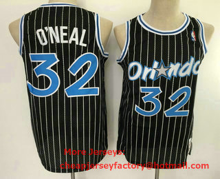 Men's Orlando Magic #32 Shaquille O'neal 1994-95 Black Hardwood Classics Soul Swingman Throwback Jersey