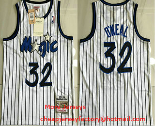 Men's Orlando Magic #32 Shaquille O'neal 1994-95 White Hardwood Classics Soul AU Throwback Jersey