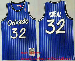 Men's Orlando Magic #32 Shaquille Oneal 1994-95 Blue Hardwood Classics Soul Swingman Throwback Jersey