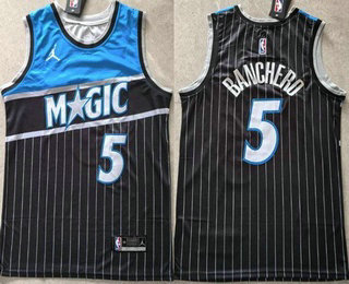 Men's Orlando Magic #5 Paolo Banchero Black Statement Swingman Jersey