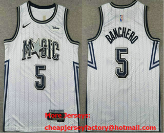 Men's Orlando Magic #5 Paolo Banchero White 2024 City Icon Sponsor Swingman Jersey