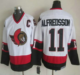 Men's Ottawa Senators #11 Daniel Alfredsson 1997-98 White CCM Vintage Throwback Jersey