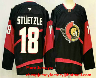 Men's Ottawa Senators #18 Tim Stuetzle Black Authentic Jersey