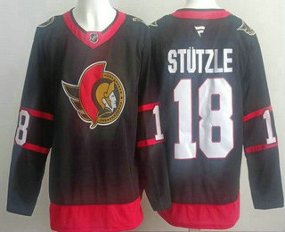 Men's Ottawa Senators #18 Tim Stutzle Black Authentic Jersey