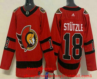 Men's Ottawa Senators #18 Tim Stutzle Red 2021 Reverse Retro Authentic Jersey