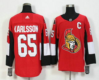 Men's Ottawa Senators #65 Erik Karlsson Red With C Patch Home 2017-2018 Hockey Stitched NHL Jersey