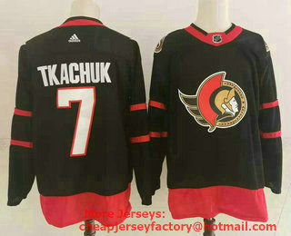 Men's Ottawa Senators #7 Brady Tkachuk Black Adidas 2020-21 Stitched NHL Jersey