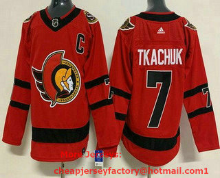 Men's Ottawa Senators #7 Brady Tkachuk Red 2021 Reverse Retro Authentic Jersey