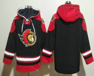Men's Ottawa Senators Blank Black Ageless Must Have Lace Up Pullover Hoodie