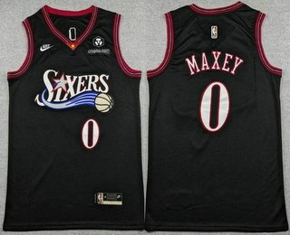Men's Philadelphia 76ers #0 Tyrese Maxey Black Classic Sponsor Swingman Jersey