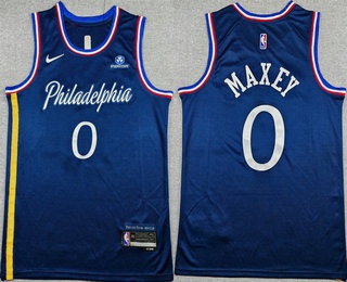 Men's Philadelphia 76ers #0 Tyrese Maxey Navy 2025 City Sponsor Swingman Jersey