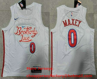 Men's Philadelphia 76ers #0 Tyrese Maxey White City Icon Swingman Jersey