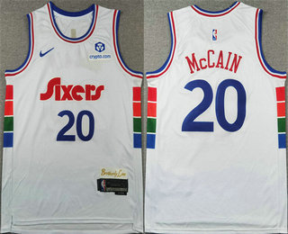 Men's Philadelphia 76ers #20 Jared McCain White 2024 City Edition Swingman Sponsor Stitched Jersey