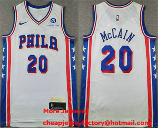 Men's Philadelphia 76ers #20 Jared McCain White Association Edition Stitched Jersey