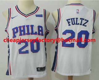 Men's Philadelphia 76ers #20 Markelle Fultz White 2017-2018 Nike Swingman Stubhub Stitched NBA Jersey