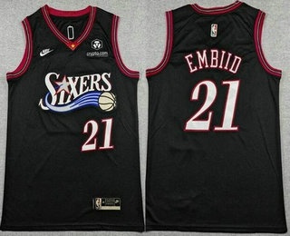 Men's Philadelphia 76ers #21 Joel Embiid Black Classic Sponsor Swingman Jersey