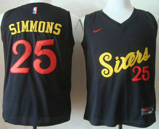 Men's Philadelphia 76ers #25 Ben Simmons 2017 Black Bulls Fashion Stitched NBA Nike Basketball Jersey