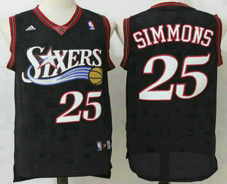 Men's Philadelphia 76ers #25 Ben Simmons Black Hardwood Classics Soul Swingman Throwback Jersey