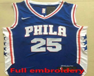 Men's Philadelphia 76ers #25 Ben Simmons Blue 2017-2018 Nike Swingman ALL Stitched NBA Jersey