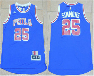 Men's Philadelphia 76ers #25 Ben Simmons Blue Hardwood Classics Soul Swingman Throwback Jersey
