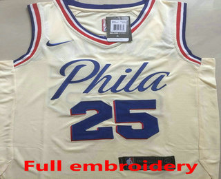 Men's Philadelphia 76ers #25 Ben Simmons Cream 2017-2018 Nike Swingman ALL Stitched NBA Jersey