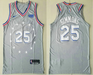 Men's Philadelphia 76ers #25 Ben Simmons Gray 2018-19 City Edition Nike Authentic Stubhub Stitched NBA Jersey