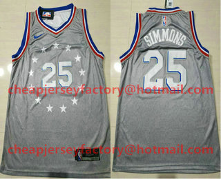 Men's Philadelphia 76ers #25 Ben Simmons Gray 2018-19 City Edition Nike Swingman Stitched NBA Jersey