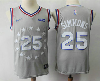 Men's Philadelphia 76ers #25 Ben Simmons Gray 2018-19 City Edition Nike Swingman Stubhub Stitched NBA Jersey