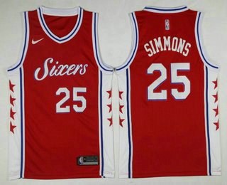 Men's Philadelphia 76ers #25 Ben Simmons Red 2017-2018 Nike Icon Edition Swingman Jersey