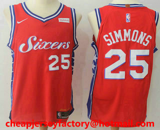 Men's Philadelphia 76ers #25 Ben Simmons Red 2017-2018 Nike Authentic Stubhub Stitched NBA Jersey