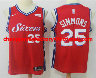 Men's Philadelphia 76ers #25 Ben Simmons Red 2017-2018 Nike Swingman Stubhub Stitched NBA Jersey
