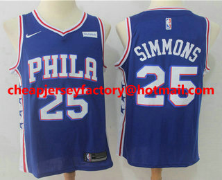 Men's Philadelphia 76ers #25 Ben Simmons Royal Blue 2017-2018 Nike Swingman Stubhub Stitched NBA Jersey