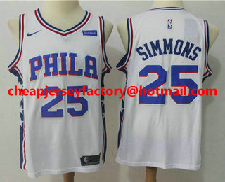 Men's Philadelphia 76ers #25 Ben Simmons White 2017-2018 Nike Swingman Stubhub Stitched NBA Jersey