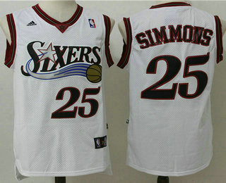 Men's Philadelphia 76ers #25 Ben Simmons White Hardwood Classics Soul Swingman Throwback Jersey