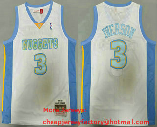 Men's Philadelphia 76ers #3 Allen Iverson 2006-07 White Hardwood Classics Soul Swingman Throwback Jersey