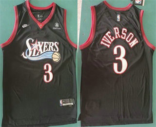 Men's Philadelphia 76ers #3 Allen Iverson Black 2025 Classic Edition Stitched Stitched Jersey