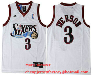 Men's Philadelphia 76ers #3 Allen Iverson Revolution 30 Swingman White Jersey